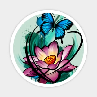 Lotus and Butterfly Magnet